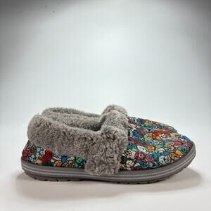 Bobs Skechers Dog Print Faux Fur Lined Slip On House Slippers Women's Size 7.5